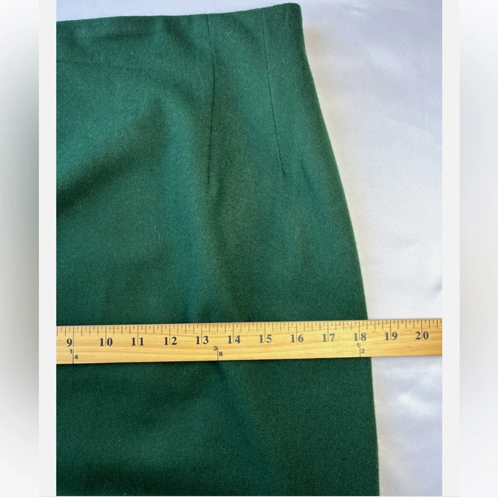 Vintage Savannah Dark Green Wool Midi Pencil Skirt
